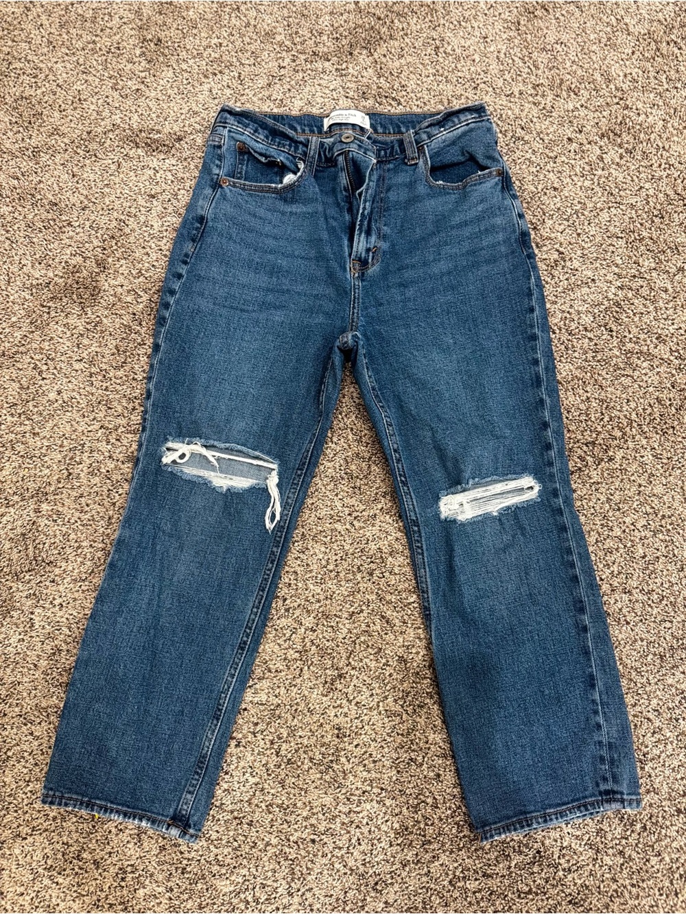 Abercrombie & Fitch Medium Blue High-Rise Straight Jeans